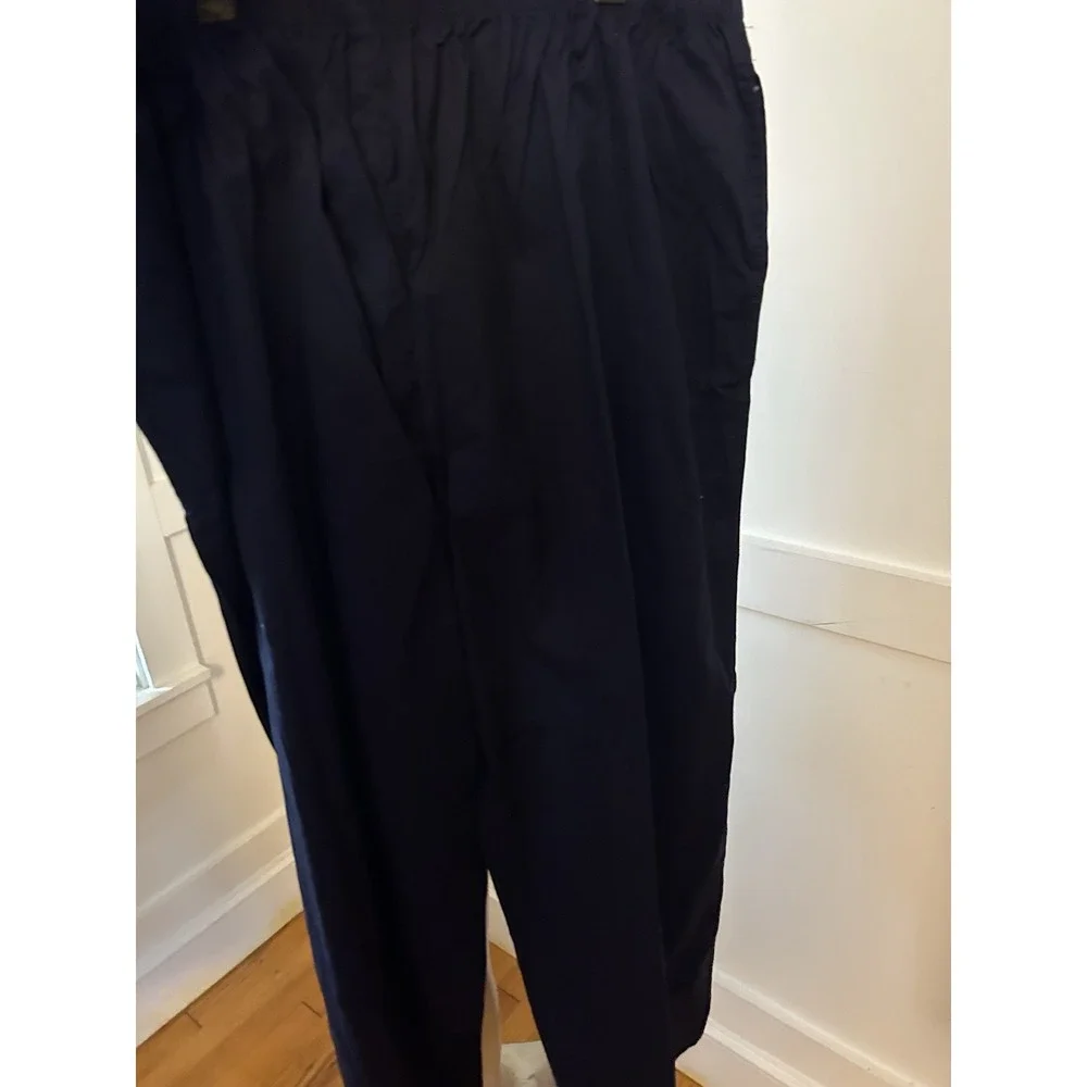 Navy Blue Pajama Set Collared Pockets Cotton ALEXANDER DEL ROSSA NWT Sz 3XL